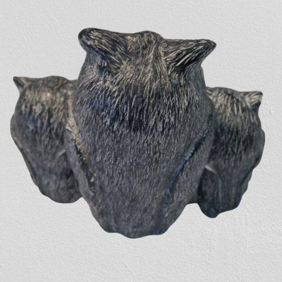 Soapstone Carved Owl and Babies on a Tree Branch - Picture 2 of 2